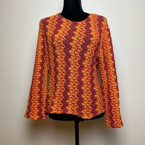 United Colors of Benetton Red Orange Knit Top Size Small